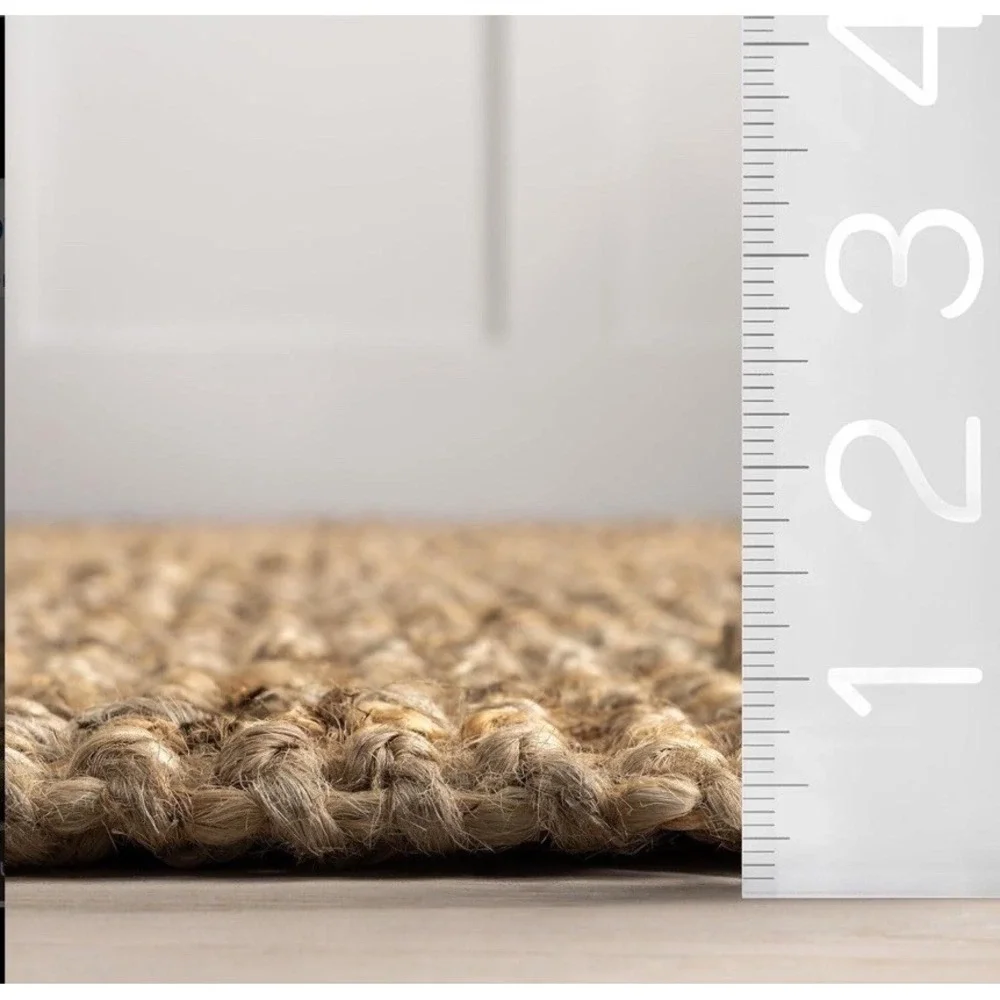 nuLOOM Daniela Natural Jute Area Rug 4x6 Farmhouse Chunky Hand Woven Flatweave